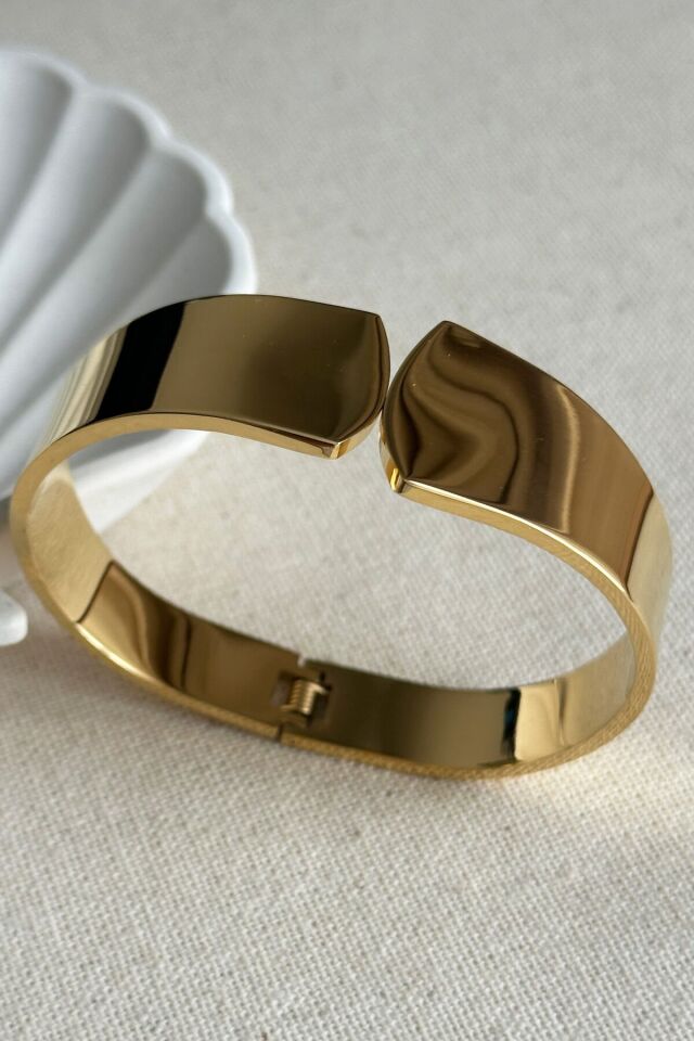 Çelik 18 Cm Sade Yandan Açılmalı Asimetrik kadın Kelepçe Bileklik Kararmaz Kadın Bileklik Kelepçe