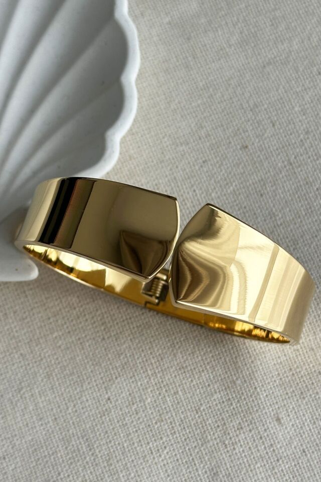 Çelik 18 Cm Sade Yandan Açılmalı Asimetrik kadın Kelepçe Bileklik Kararmaz Kadın Bileklik Kelepçe