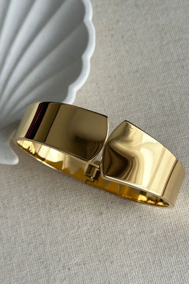 Çelik 18 Cm Sade Yandan Açılmalı Asimetrik kadın Kelepçe Bileklik Kararmaz Kadın Bileklik Kelepçe