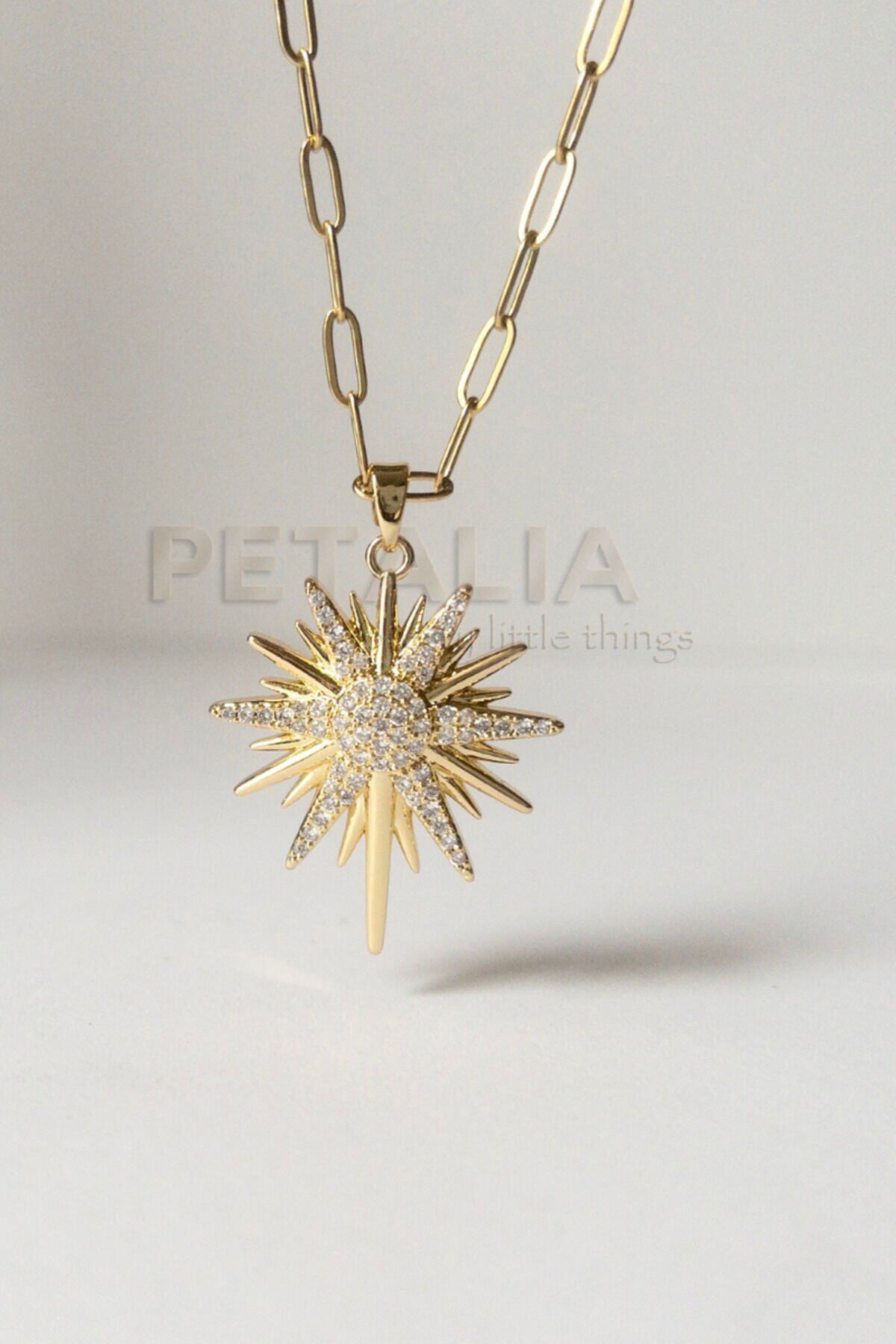 Zirkon Taşlı Kuzey Yıldızı Çelik Kolye_Ataş Zincir