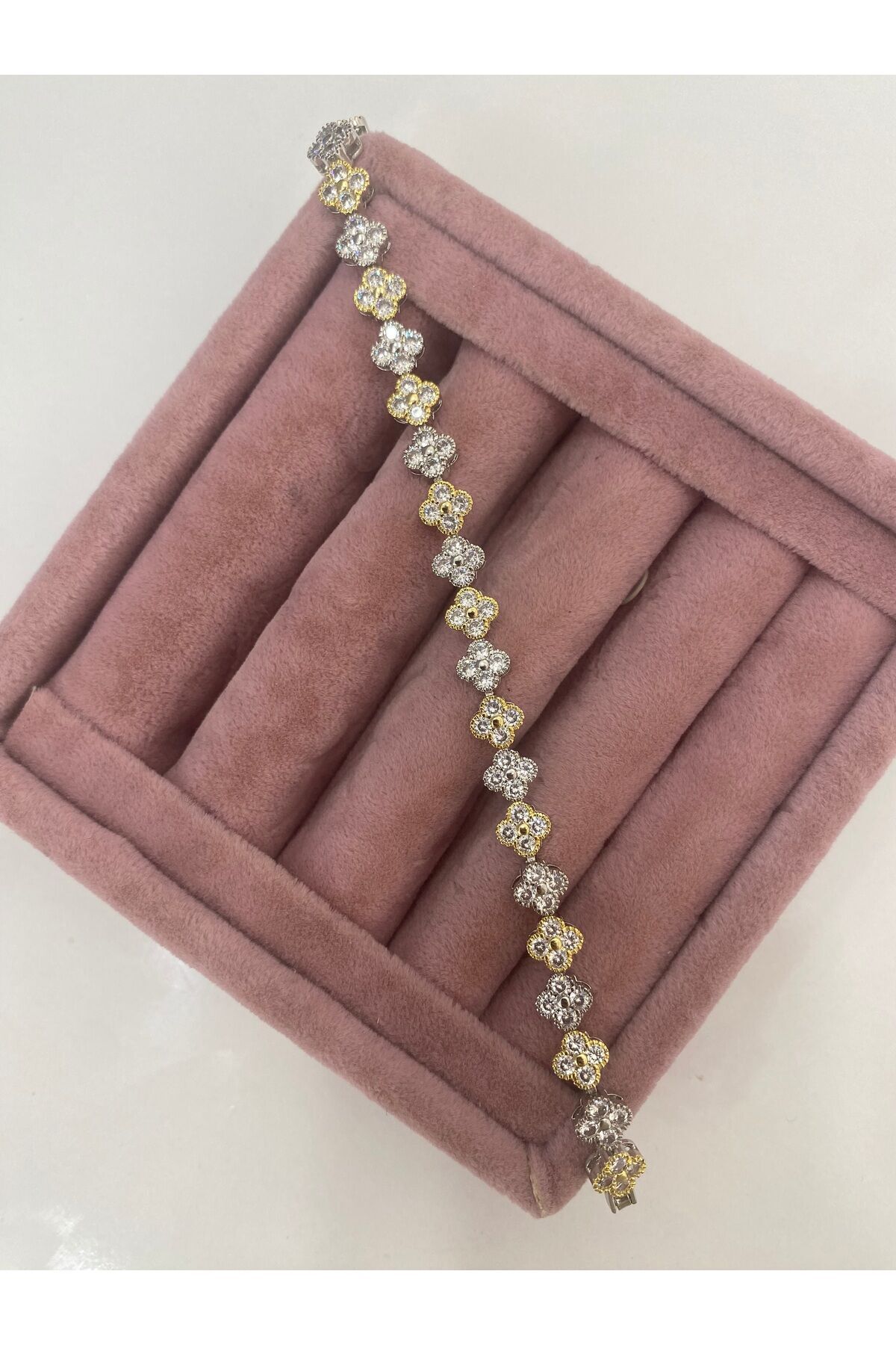 Özel Seri Gold Gümüş Yonca Bileklik