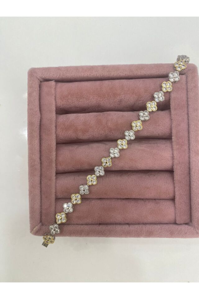 Özel Seri Gold Gümüş Yonca Bileklik