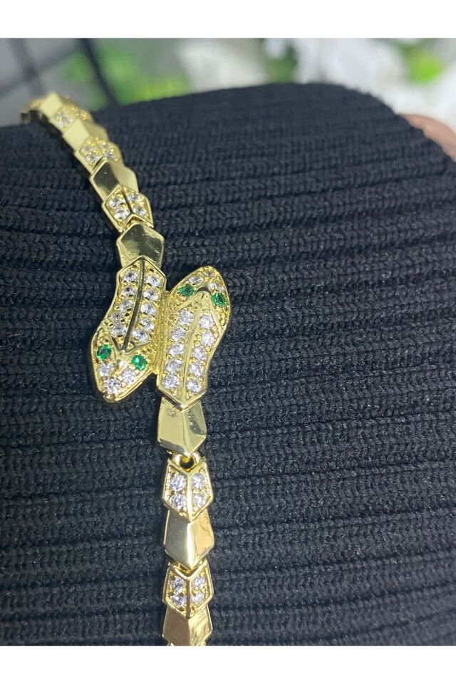 XUPİNG YEŞİL TAŞ SNAKE BİLEKLİK (18 cm + 2 cm uzatma eki )