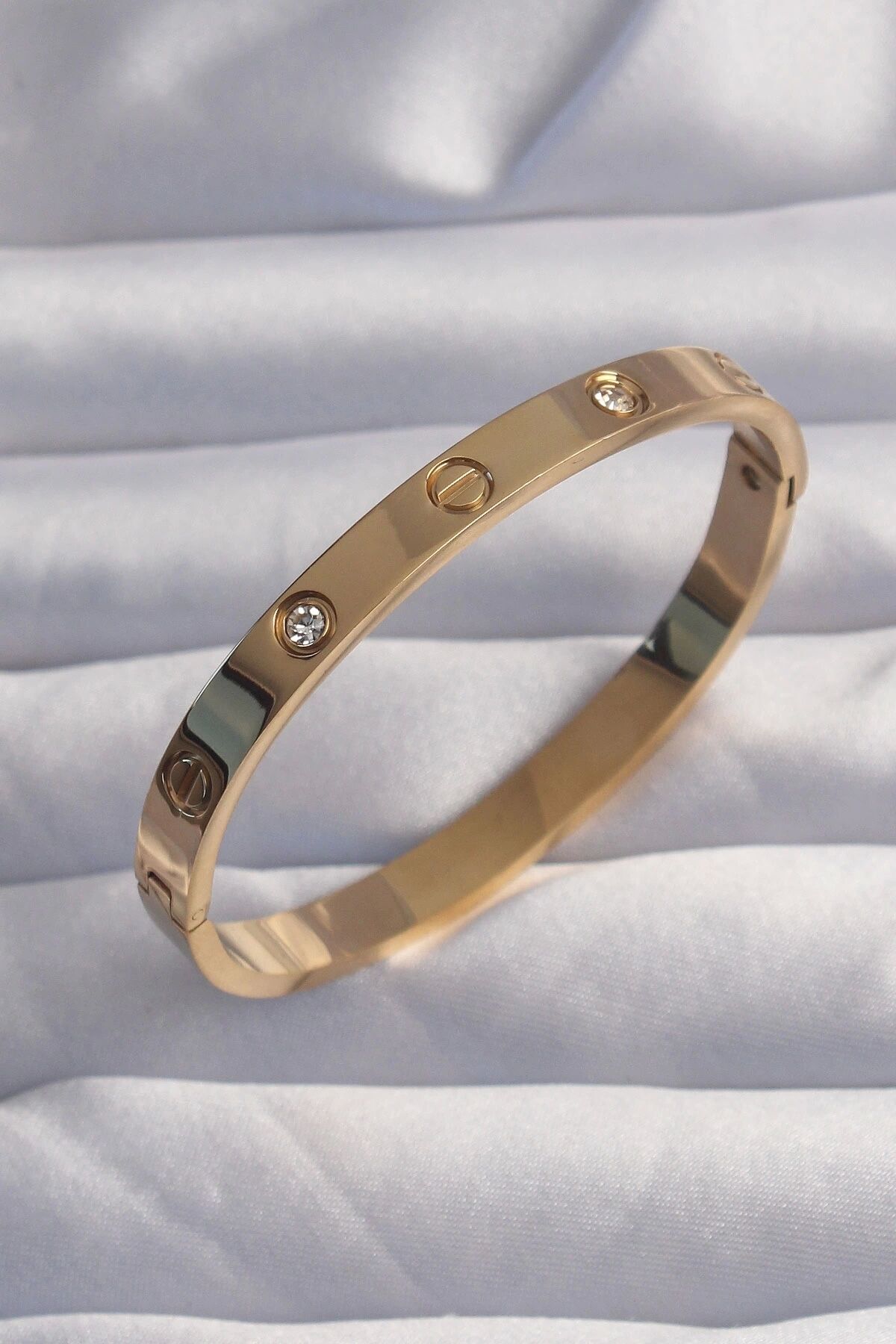 316L Çelik Baby Boy Gold Renk Zirkon Taşlı  Model Kelepçe - TJ-BB6246