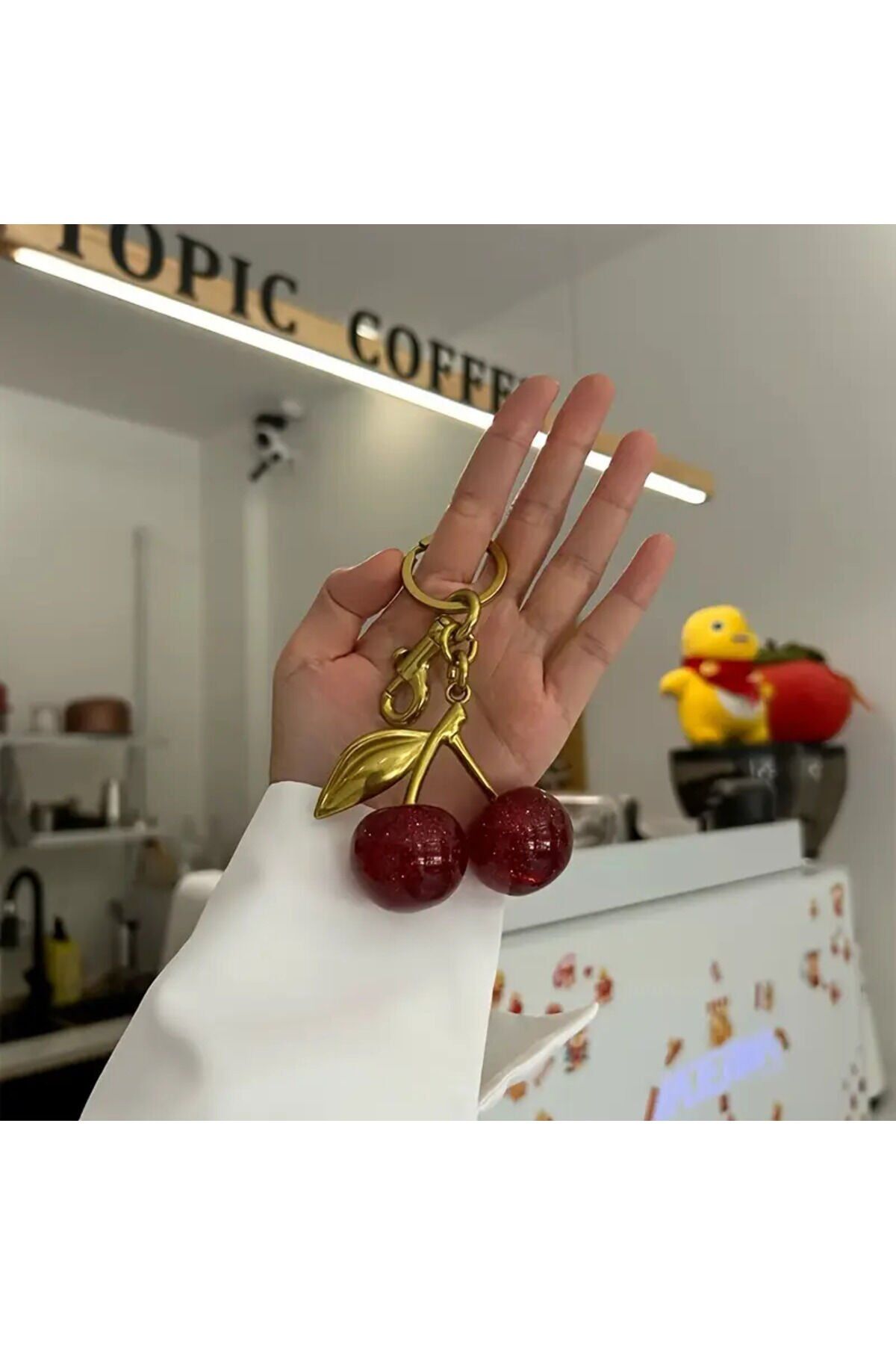 Kiraz Çanta Charmı Simli Cherry Bag Charm Çanta Süsü Çanta Aksesuarı Anahtarlık