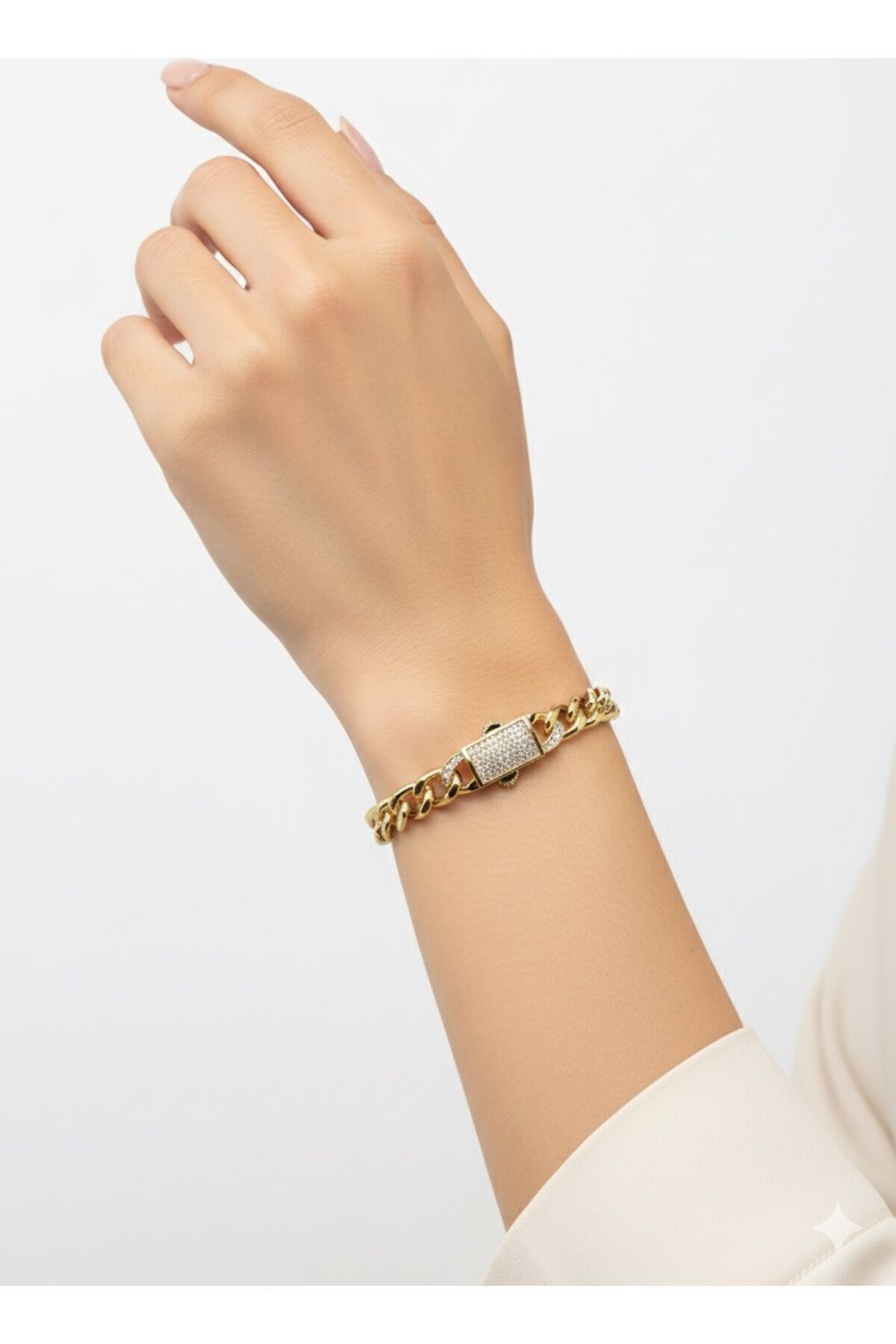 Vip Zirkon Taşlı Gurmet Bileklik Kararmaz 14k Rengindedir 19cm