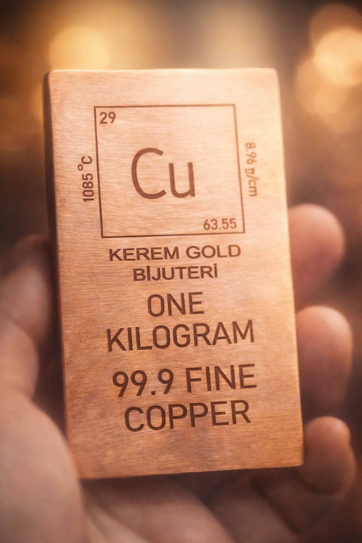Kerem Gold Bijuteri Bakır külçe 99.99 SAF Bakır 1 kilo