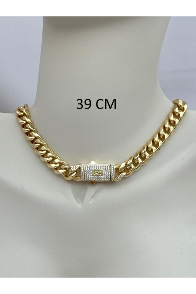 Taşlı Gurmet Model Kalın Zincir Kolye