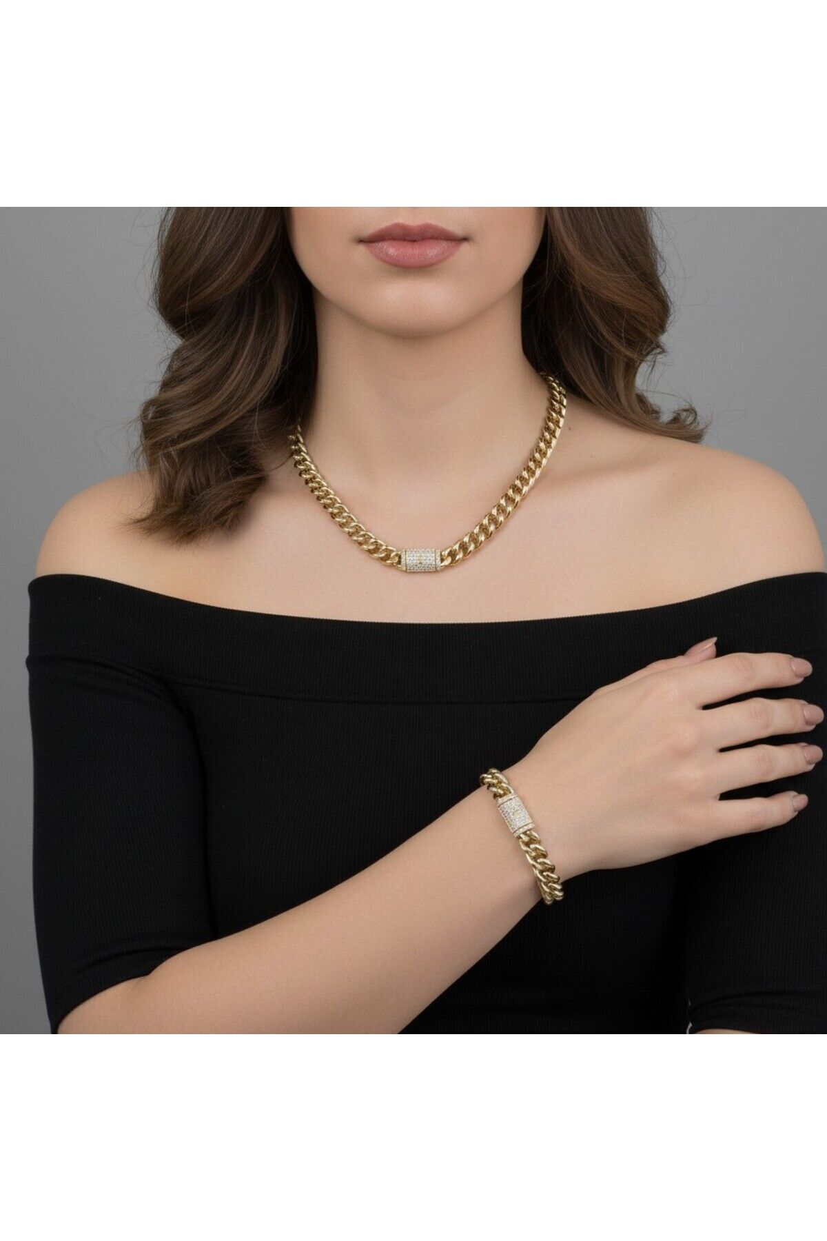 Zirkon Taş Detay Gurmet Seri Kolye-Bileklik