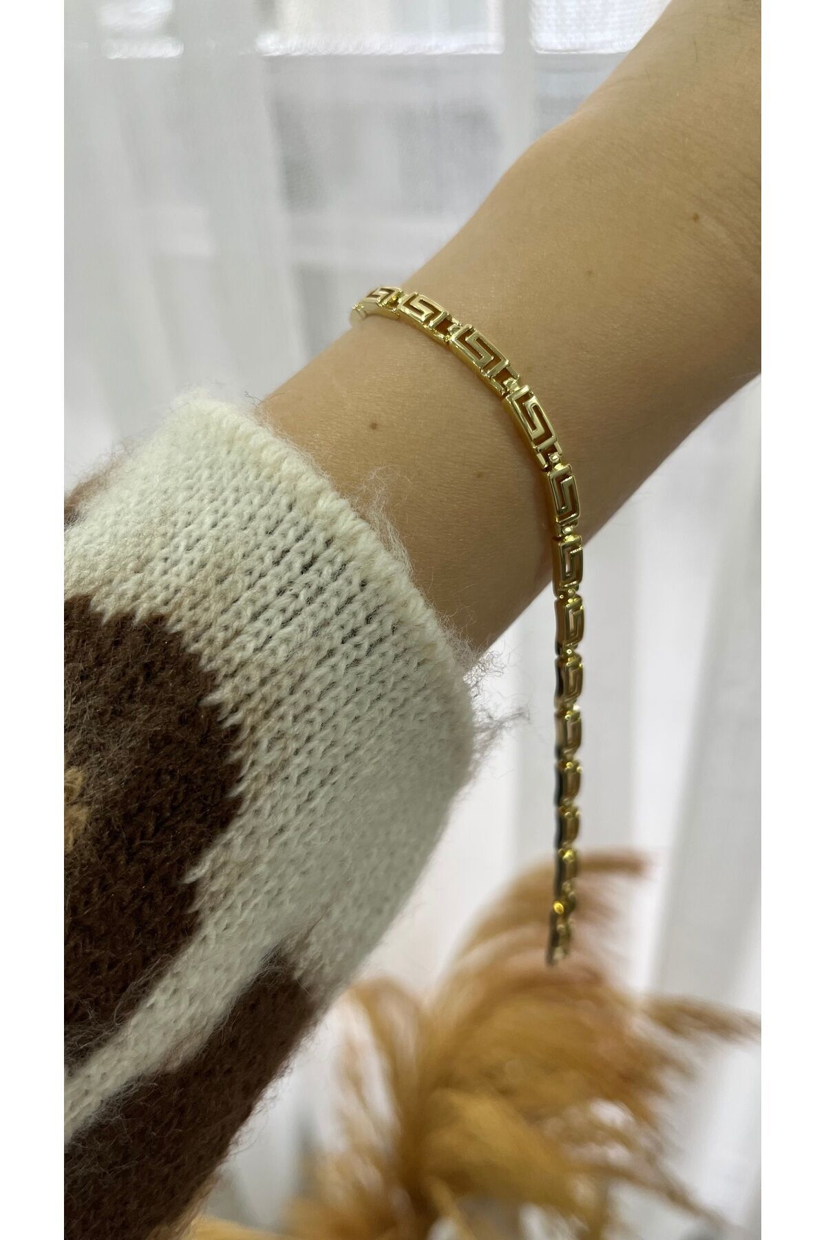 Marka labirent model zarif 14k gold bileklik