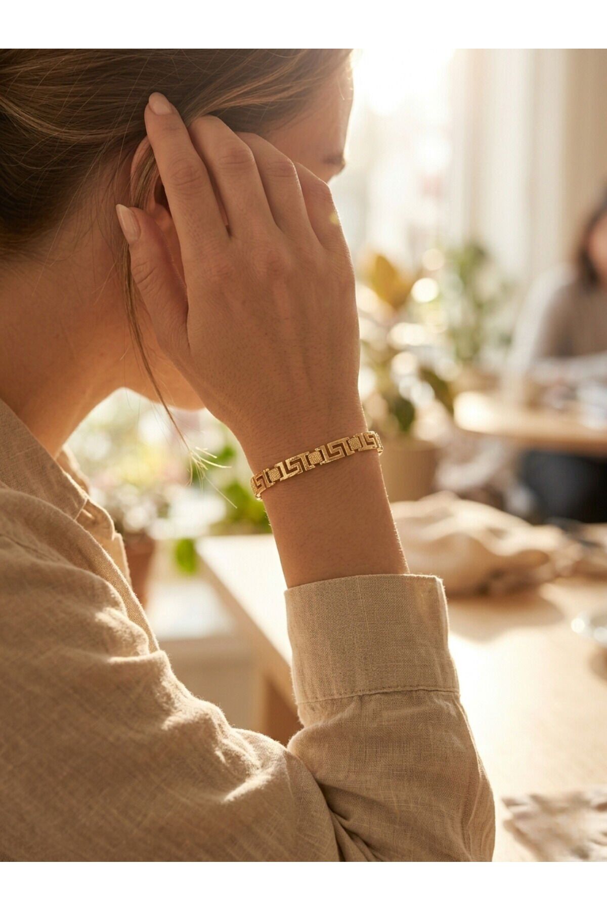 Xuping Meander Desen Bileklik 14K Gold