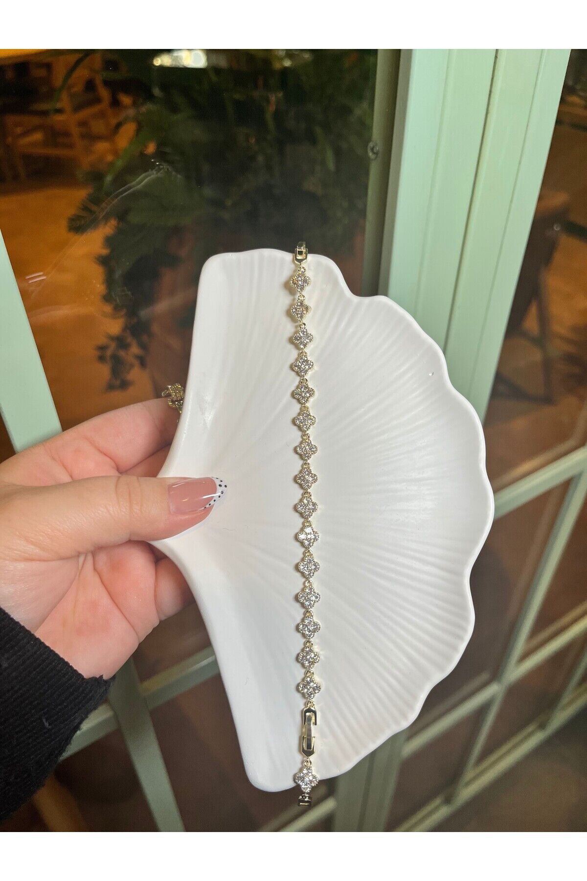 Xuping 14K Altın Kaplama Zirkon Taşlı Yonca Model Bileklik