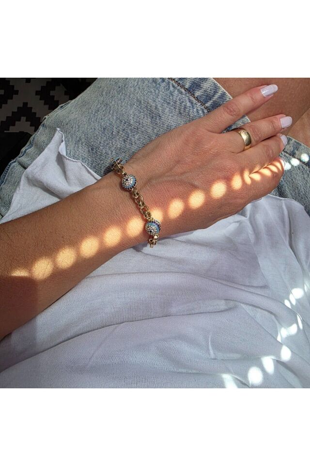 Zirkon Taşlı AYARLANABİLİR Sıralı Yonca Motifli Kadın Bileklik