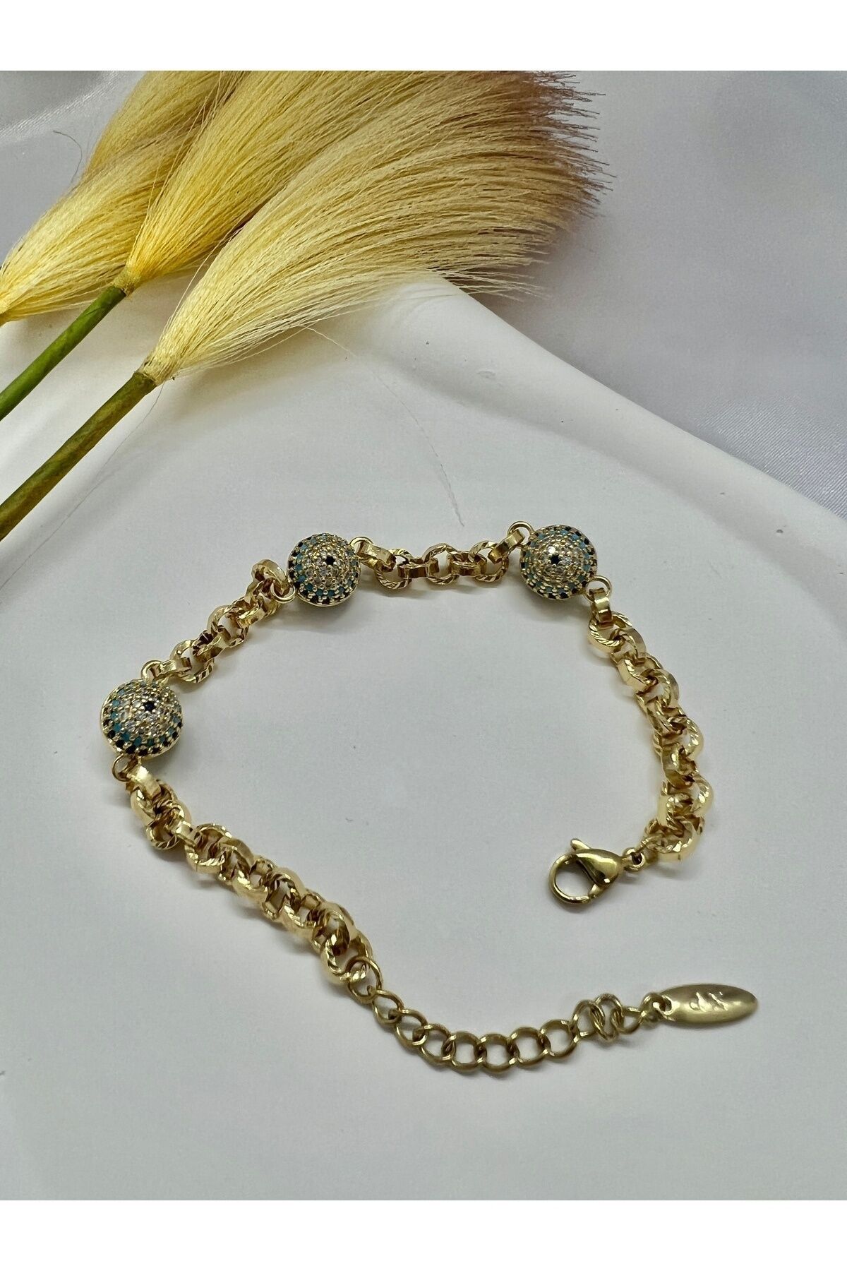 Külçe model gold renk çelik kolye