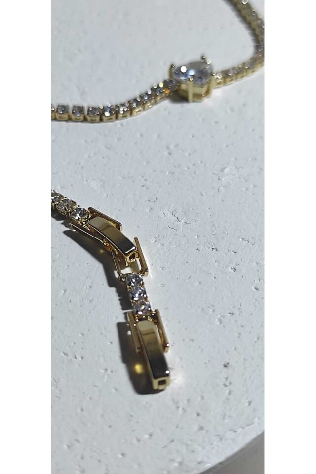 Kararmaz Çelik Zirkon Taşlı Su Yolu Kalp Detaylı Bileklik