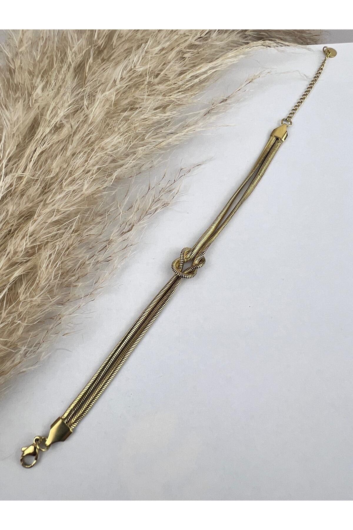 Düğüm Bileklik İtalyan Zincir Gold