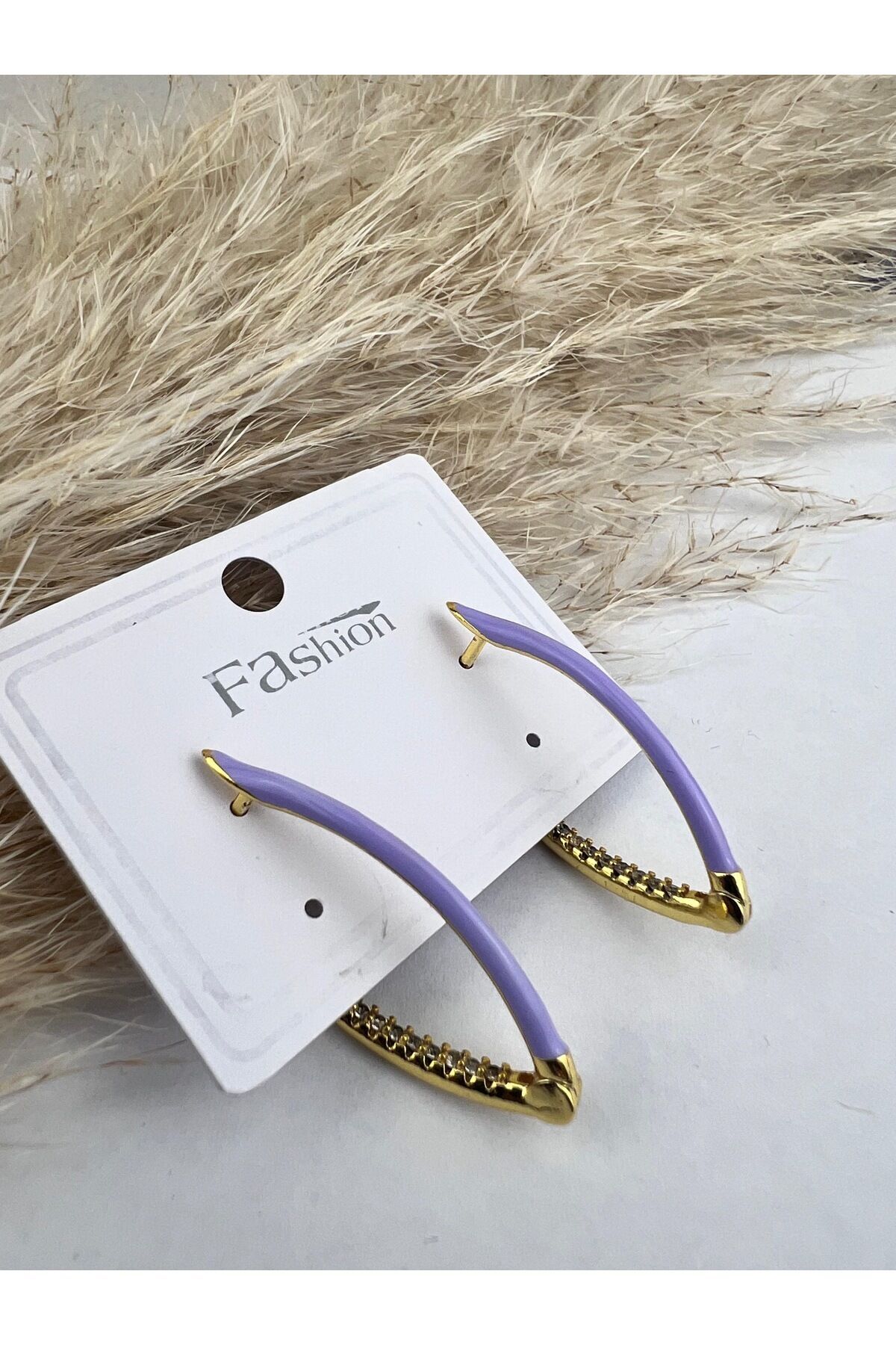 Lila Taşlı Kadın Küpe