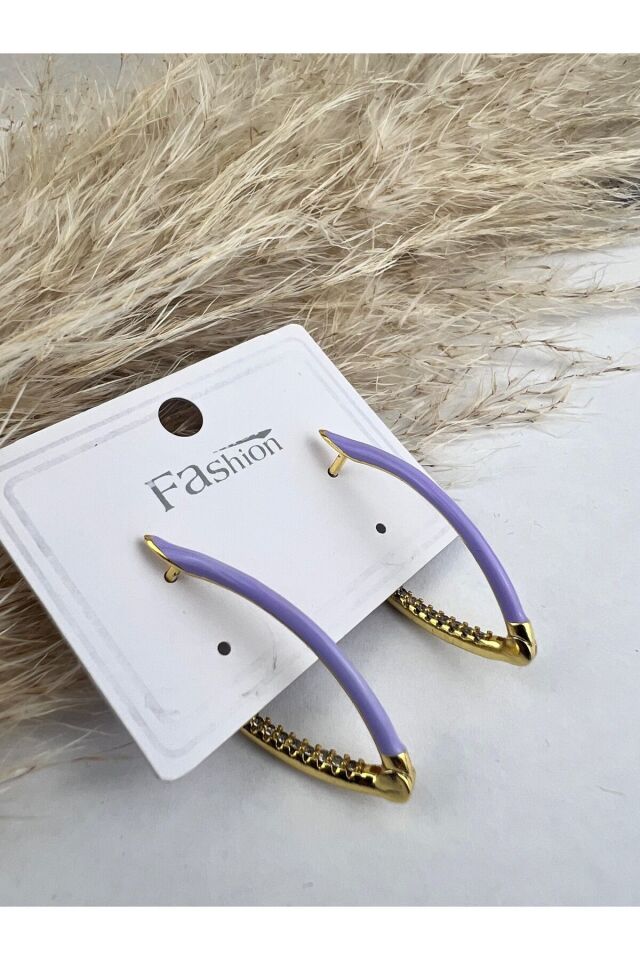 Lila Taşlı Kadın Küpe