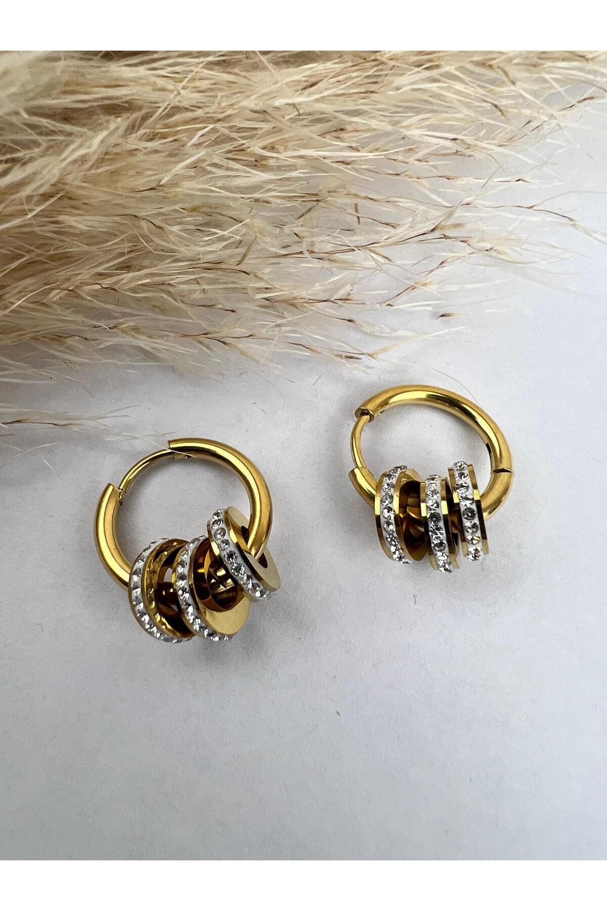 Halka Taşlı Salantılı Kadın Küpe