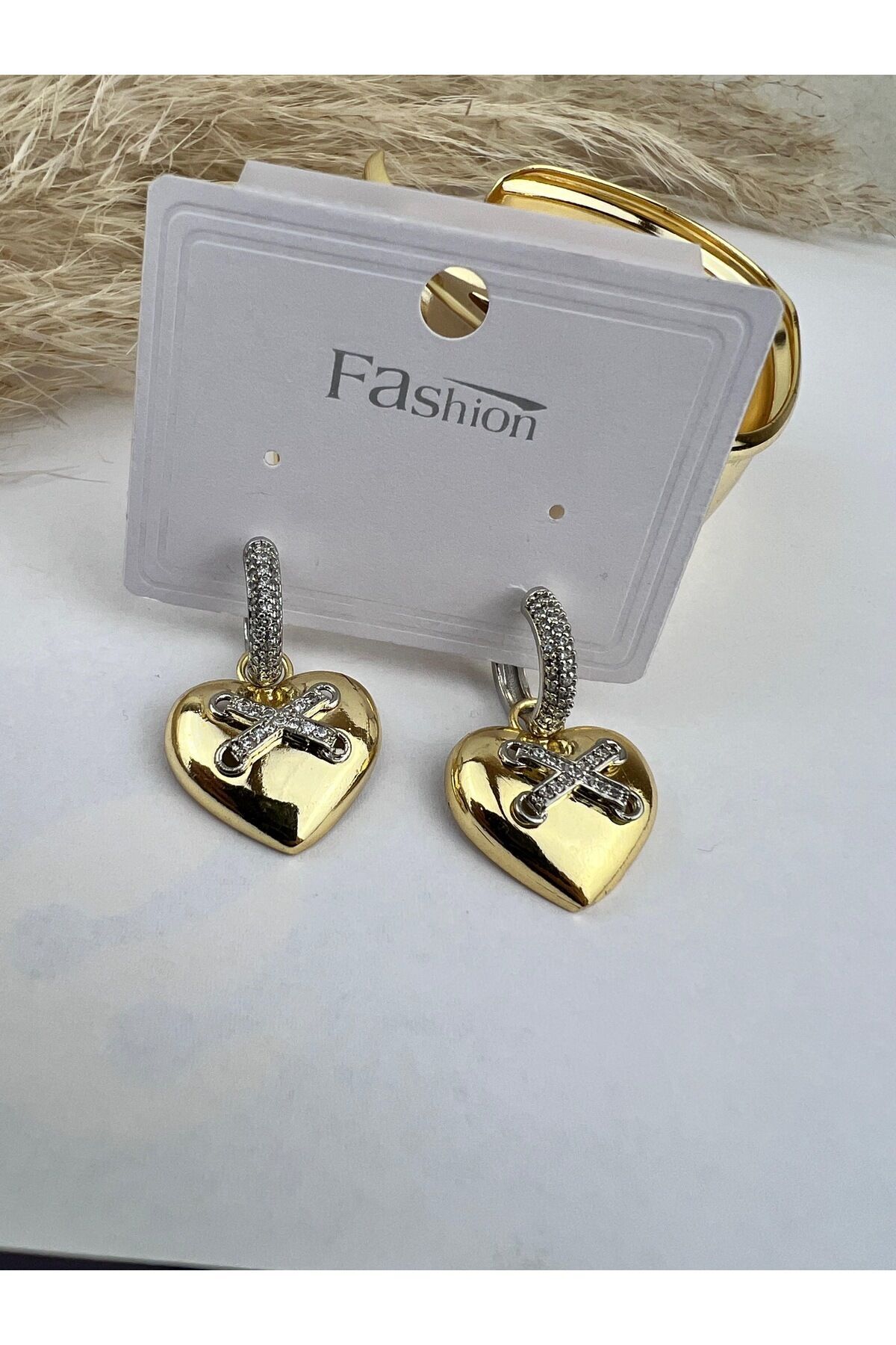 Salantılı Kalp Xoxo Desen Kadın Küpe