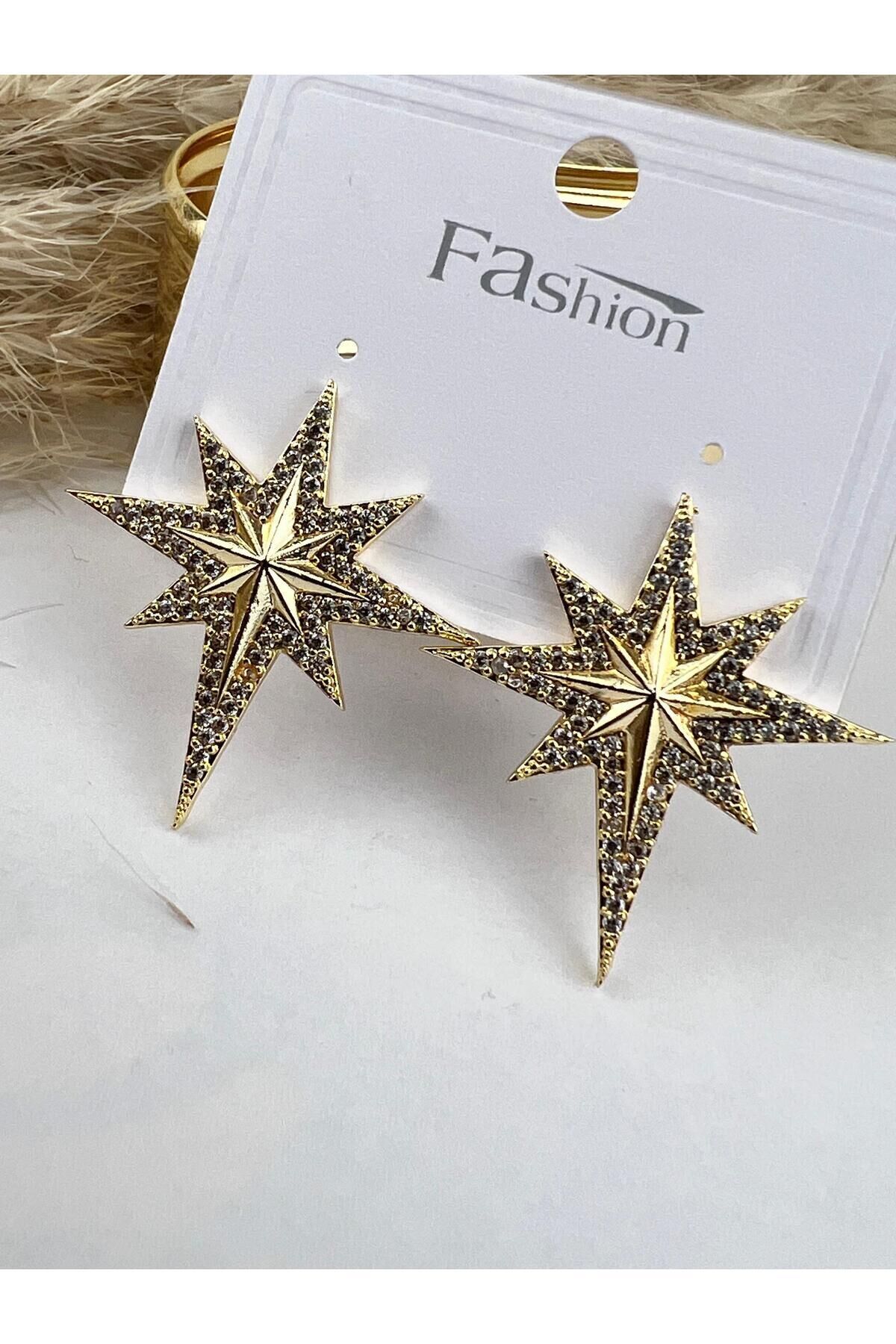 Taşlı Kutup Yıldızı Küpe