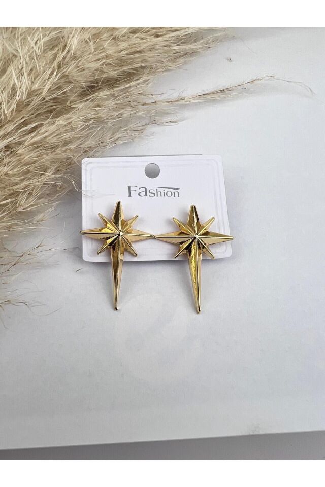 Kutup Yıldızı Gold Renk Küpe