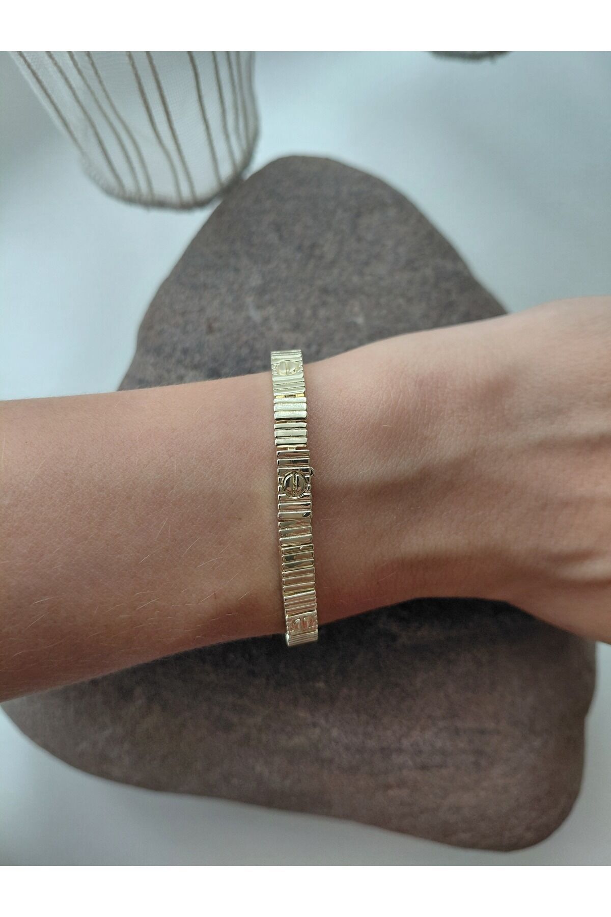 Love Tasarım Kesik Plaka Unisex Kadın Çelik Bileklik Kelepçe