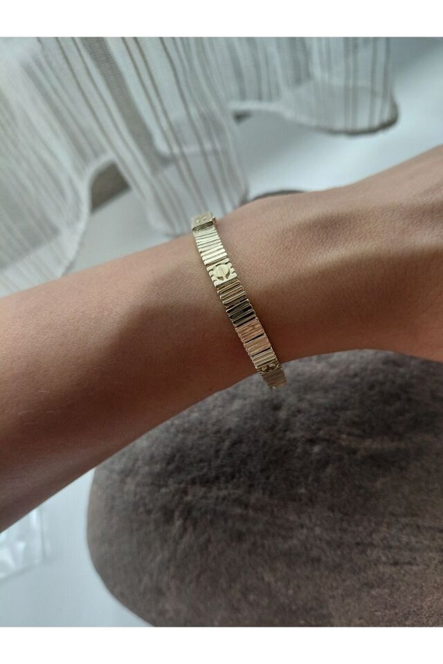 Love Tasarım Kesik Plaka Unisex Kadın Çelik Bileklik Kelepçe