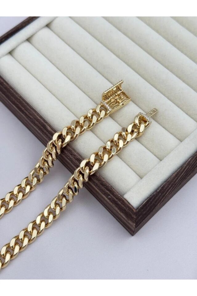 Xuping Kalın Gurmet Zincir Taş Detaylı 45 cm Gold Renk Kolye