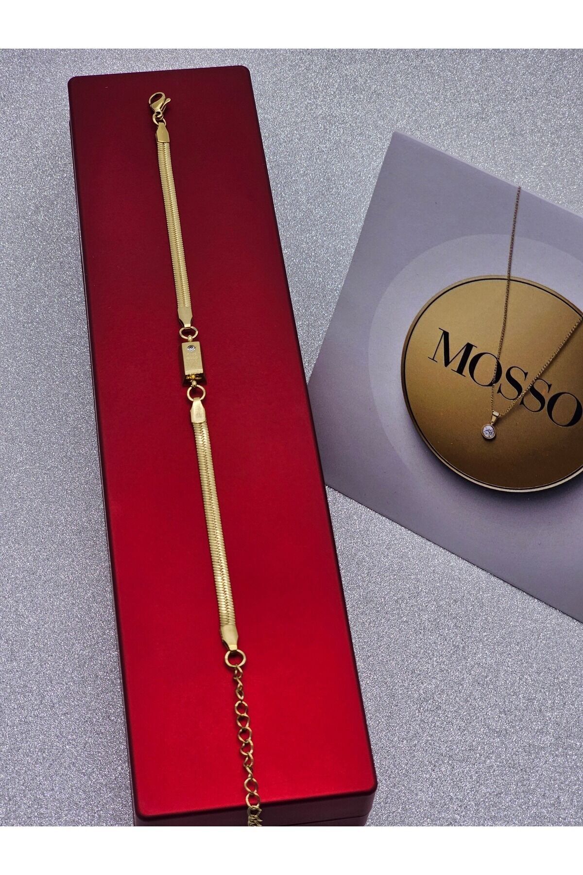 Xuping Külçe Model Çelik Bileklik Zirkon Taşlı Model