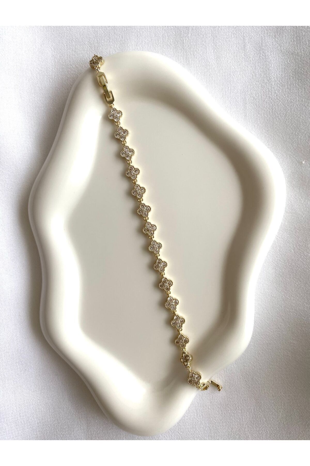 316L Zirkon Taşlı Çiçekli Xupıng Bileklik Kararmaz Çelik