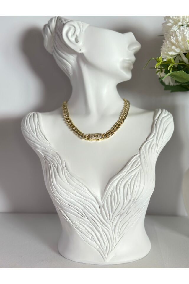 Vip Seri Gurmet Model Gold Kadın Çelik Kolye Kararmaz Suya Dayanıklı Antialerjik