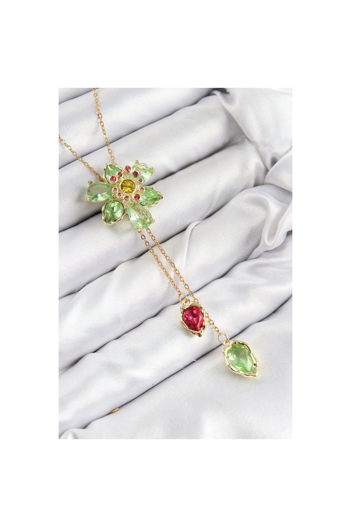 VIP Pirinç Zirkon Taşlı Çiçek Model Gold Renk Asansörlü Kadın Ke