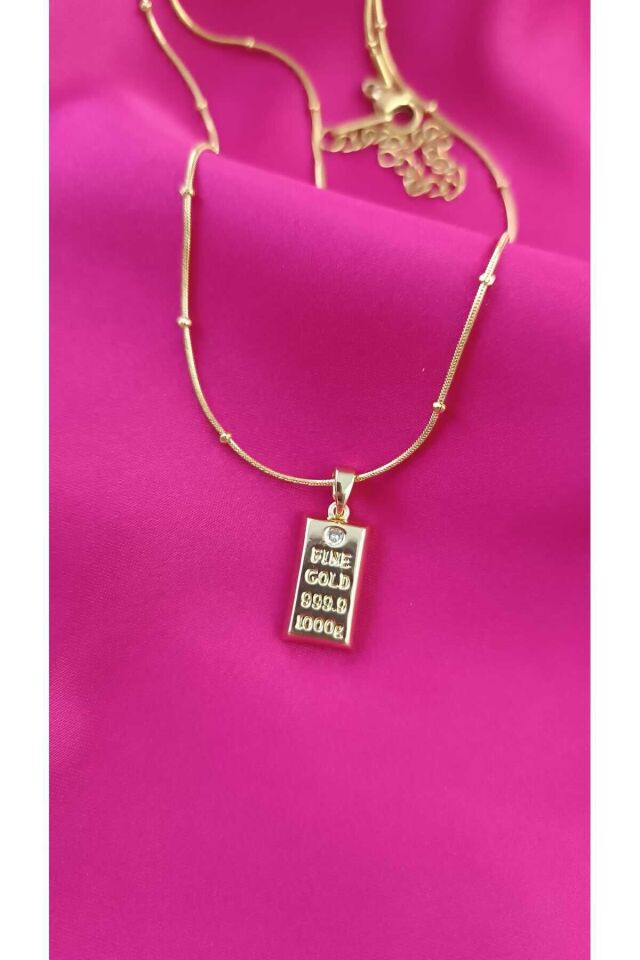 316L Paslanmaz Çelik Külçe Altın Kolye – Kararma Yapmaz – Kadın Hediyelik Takı