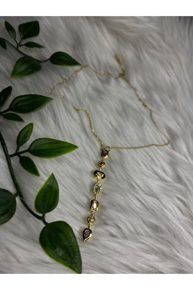 Çelik Yılan Zincir Külçe Kolye Trend Kadın Takı