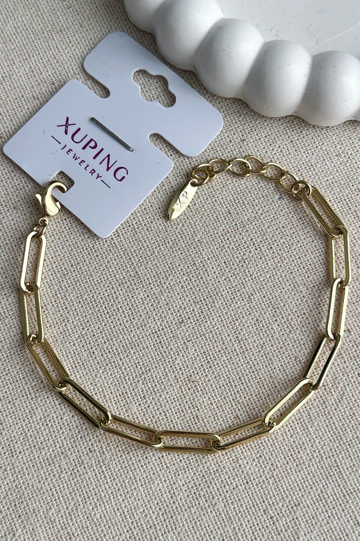 Xuping Geometrik Motifli Kararmaz Gold Çelik Bileklik