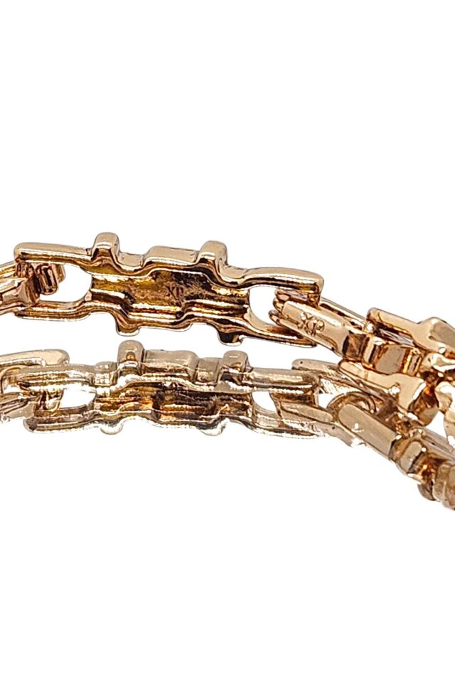 18K Gold Renk Baget Taşlı Şık Bileklik | XP Baskılı 316L Çelik