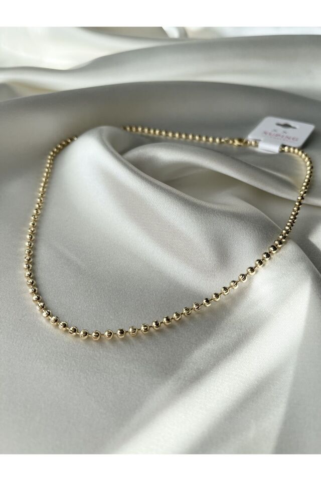 Kadın Gold Çelik Boncuk Kolye