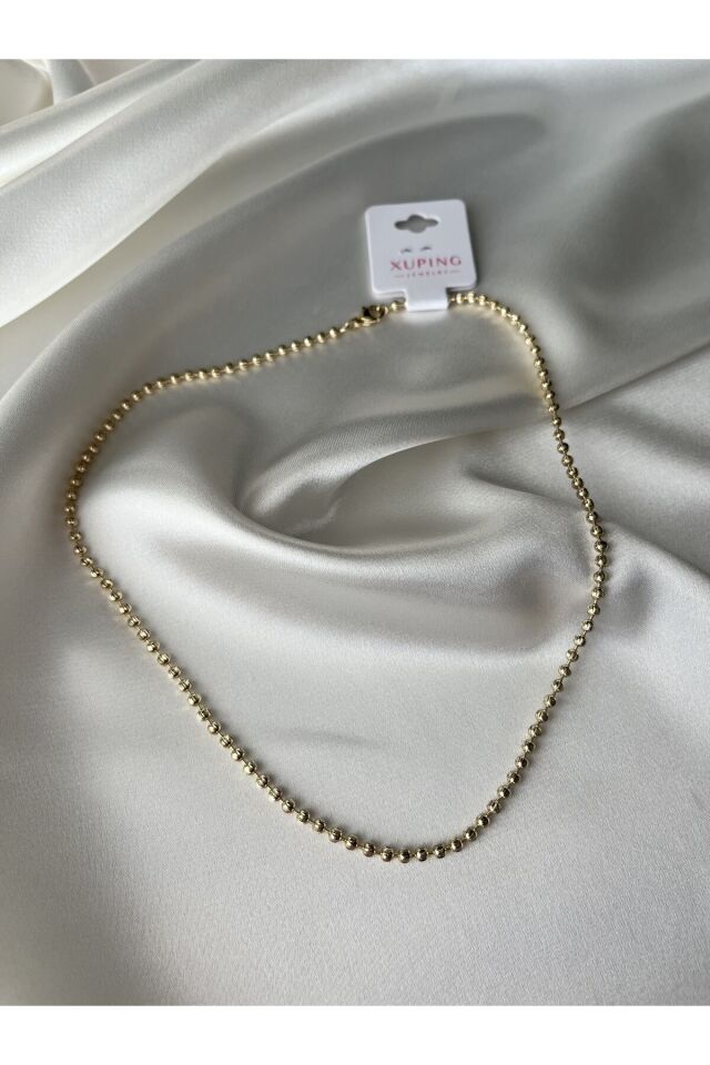 Kadın Gold Çelik Boncuk Kolye