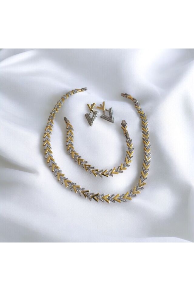 Vip Model Çelik Balık Sırtı Çavuş Model Kolye Bileklik Küpe Set